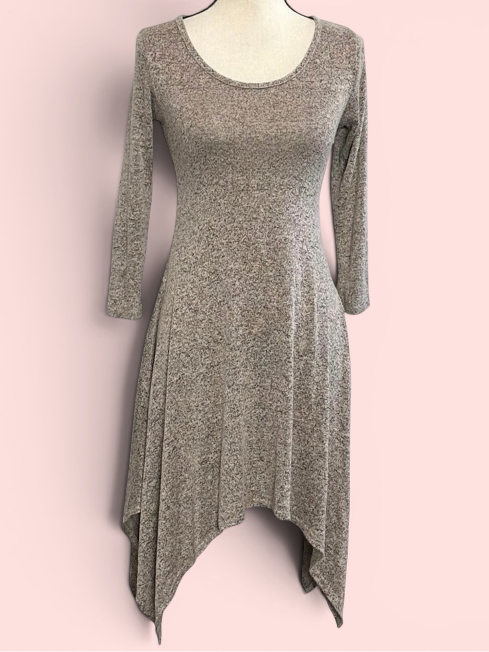3/$10 French Atmosphere Dress S Sharkbite Hem Knit Long Sleeve